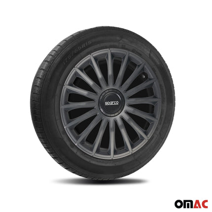 Radkappen Radzierblenden Sparco Treviso 15" Zoll Auto Abdeckung Set Grau 4x