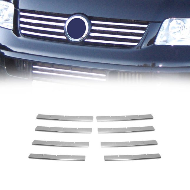 Kühlergrill Leiste Grillleisten für VW Transporter T5 2003-10 Edelstahl Chrom 8x