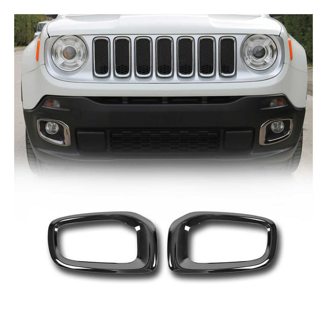 Nebelscheinwerfer Rahmen Umrandung für Jeep Renegade 2014-2019 Chrom Dunkel 2x