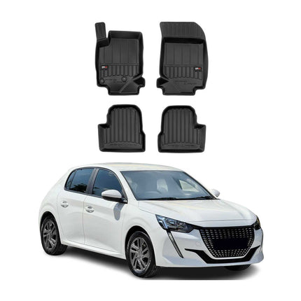 OMAC Gummi Fußmatten für Peugeot 208 2019-2026 Premium TPE Automatten Schwarz 4x