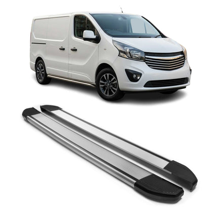 Alu Seitenschweller Trittbretter für Opel Vivaro B 2014-2019 Kurzer Silber 2tlg