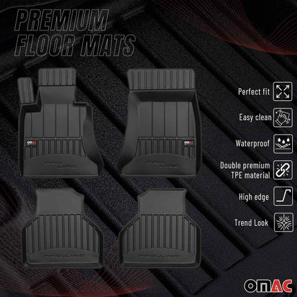 OMAC Gummi Fußmatten für BMW 7er E65 E66 E67 2001-2009 Premium Gummi Schwarz 4x