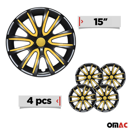 4x Radkappen Radzierblenden Radblenden 15" Zoll Stahlfelgen Schwarz Gelb