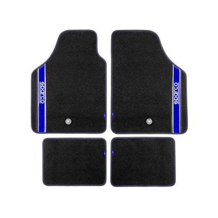 SPARCO Fußmatten Automatten Universal Schwarz Blau Autoteppich Alwettermatten 4x