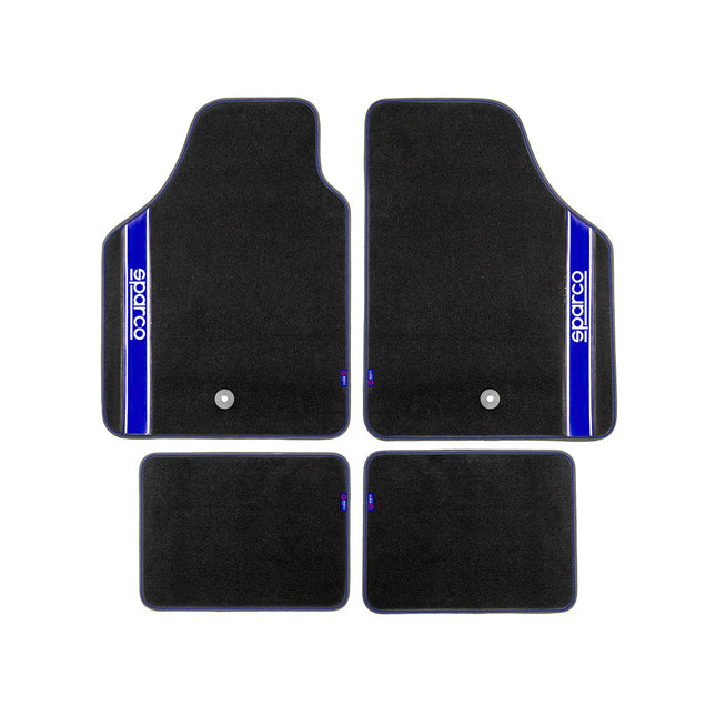 SPARCO Fußmatten Automatten Universal Schwarz Blau Autoteppich Alwettermatten 4x