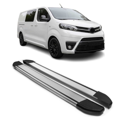 Alu Seitenschweller Trittbretter für Toyota Proace 2016-2026 L2 L3 Silber 2tlg
