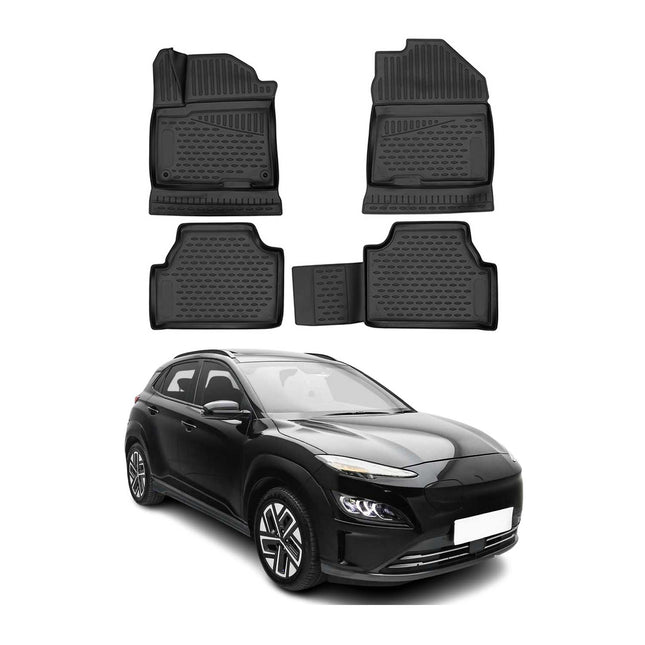 OMAC Gummimatten Fußmatten für Hyundai Kona EV 2017-2023 Automatten Schwarz 4x