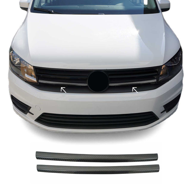 Kühlergrill Leisten Grillleisten für VW Caddy 2015-2020 Echt Carbon Schwarz 2x