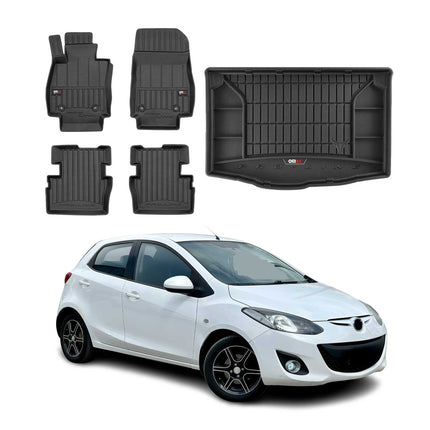 OMAC Fußmatten & Kofferraumwanne Set für Mazda 2 2015-2026 Gummi TPE Schwarz 5x