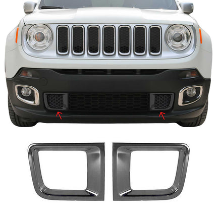 Kühlergrill Leisten Grillleisten für Jeep Renegade 2015-2019 Chrom ABS Dunkel 2x