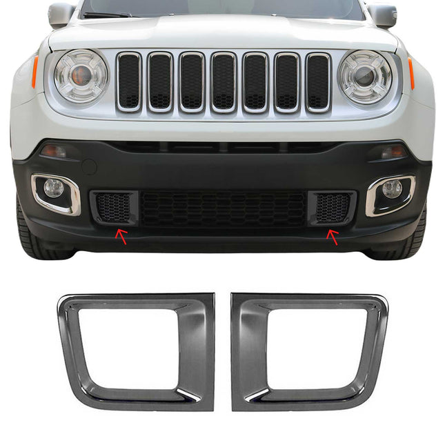 Kühlergrill Leisten Grillleisten für Jeep Renegade 2015-2019 Chrom ABS Dunkel 2x