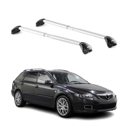 Dachträger Grundtäger für Mazda 6 Kombi 2002-2026 100kg Alu Silber 2 tlg ABE