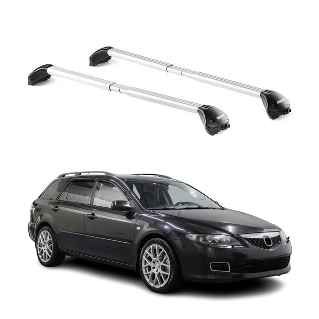 Dachträger Grundtäger für Mazda 6 Kombi 2002-2026 100kg Alu Silber 2 tlg ABE