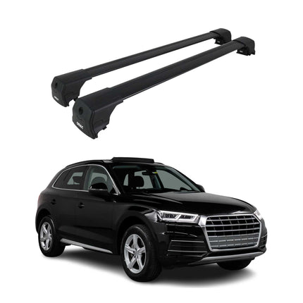 Dachträger Grundtäger für Audi Q5 mk2 2017-2025 75kg Aluminium Schwarz 2 tlg