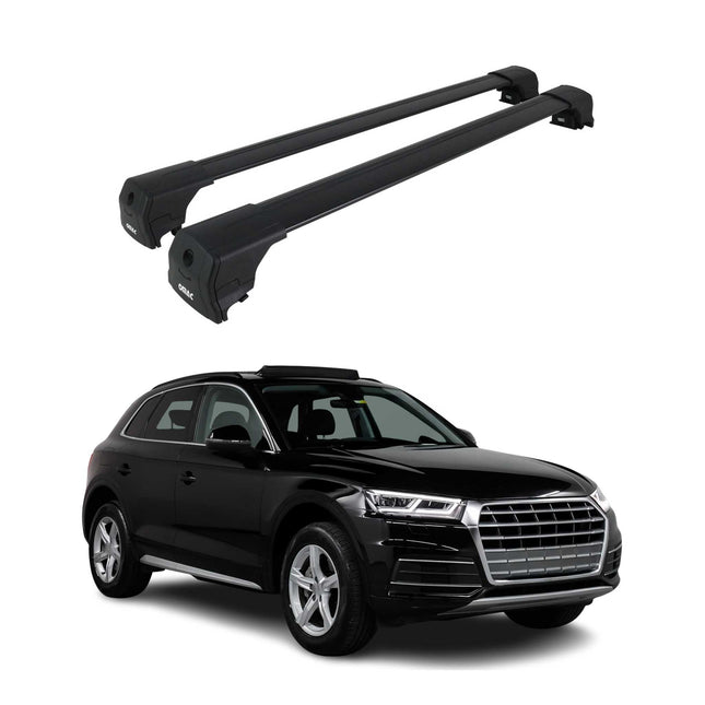Dachträger Grundtäger für Audi Q5 mk2 2017-2025 75kg Aluminium Schwarz 2 tlg