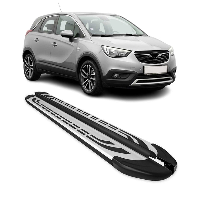 Trittbretter Schweller Seitenbretter für Opel Crossland X 2017-2024 Schwarz Alu