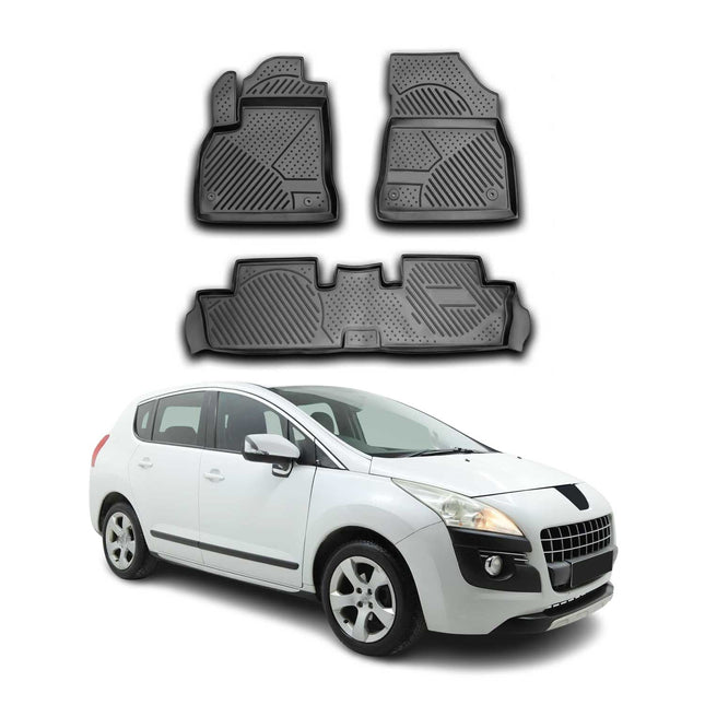 OMAC Gummimatten Fußmatten für Peugeot 3008 2010-2016 TPE Automatten Schwarz 3x