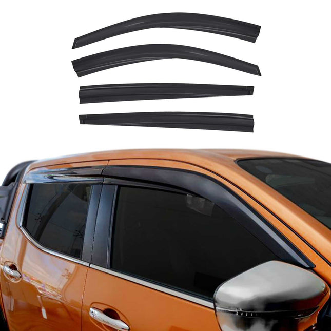 4x Windabweiser Regenabweiser für Mitsubishi L200 Triton 2007-2015 Dunkel