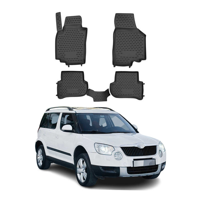 OMAC Gummimatten Fußmatten für Skoda Yeti 2009-2017 TPE Automatten Schwarz 4x