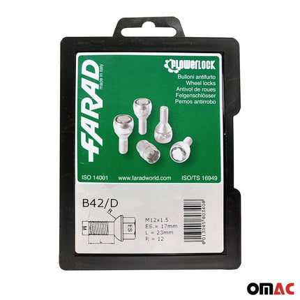 Felgenschlösser Radschlösser Schrauben M12 x 1,5 für Smart Fortwo 2014-2020