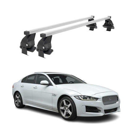 Menabo Dachträger Grundtäger für Jaguar XE 2015-2019 50kg Stahl Silber 2 tlg