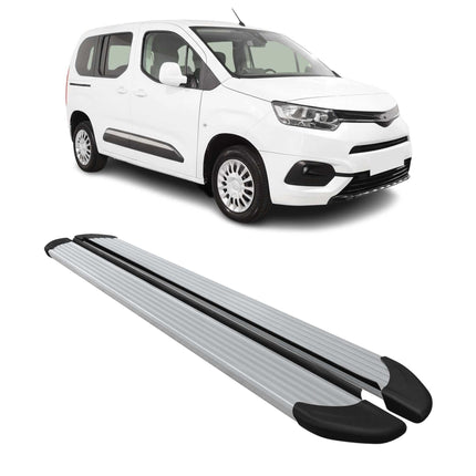 Seitenschweller Trittbretter für Toyota Proace City 2019-2026 Kombi L1 Alu Grau
