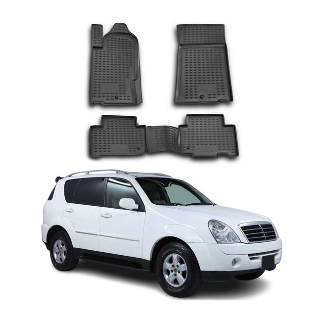 OMAC Gummimatten Fußmatten für Ssangyong Rexton GAB 2002-2021 TPE Schwarz 4x