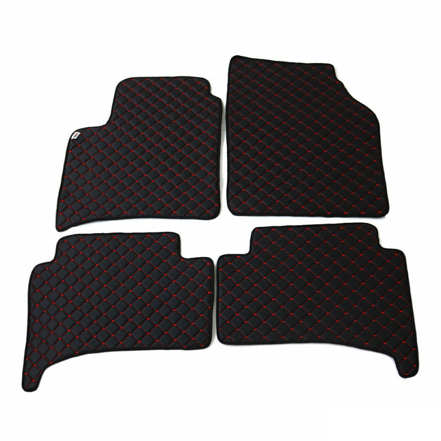 Fußmatten Leder Automatten für Audi Q7 4LB 2006-2015 Kunstleder Schwarz Rot 4tlg