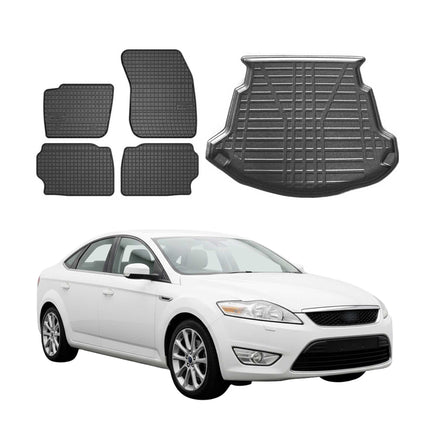 Fußmatten & Kofferraumwanne Set für Ford Mondeo mk4 Liftback 2007-14 5tür Gummi