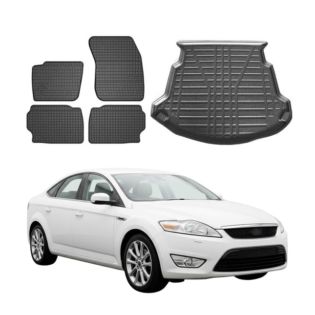 Fußmatten & Kofferraumwanne Set für Ford Mondeo mk4 Liftback 2007-14 5tür Gummi