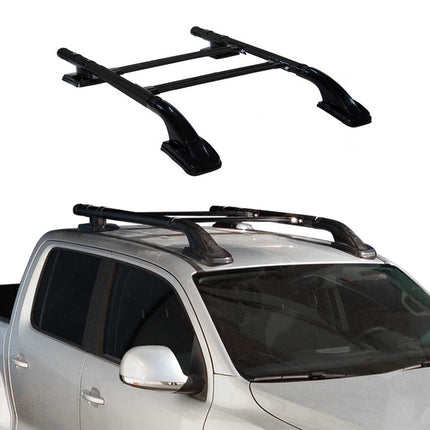 Dachreling & Dachträger Satz für Ford Ranger Double Cab 2007-2012 Alu Schwarz 4x