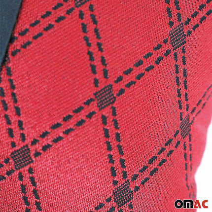 KFZ Auto Kopfstütze Sitzkissen Nackenstütze Textil & Leder Rot Schwarz 8x30 cm