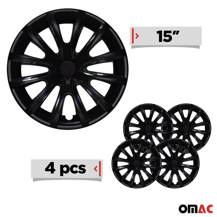 4x Radkappen Radzierblenden Radblenden für 15" Zoll Stahlfelgen Matt Schwarz
