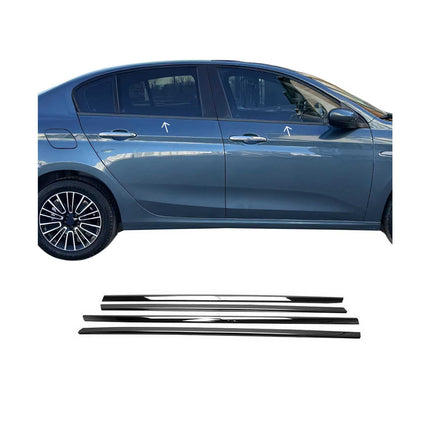 Fensterleisten Fensterrahmen für Fiat Tipo 2015-2026 Edelstahl Glanz Dunkel 4x