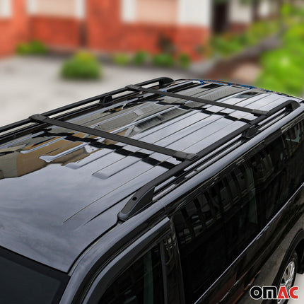Dachreling + Dachträger SET für Fiat Doblo 2000-2010 Kurzer Aluminium Schwarz 4x