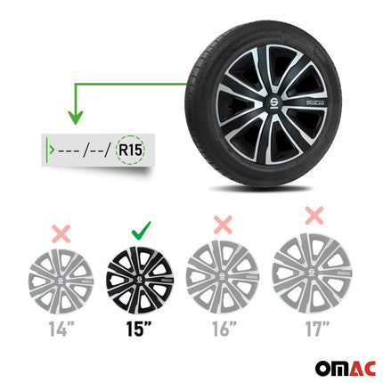 Radkappen Radzierblenden Sparco Palermo 15" Zoll Auto Abdeckung Set Schwarz 4x