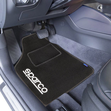 SPARCO Fußmatten Automatten Universal Schwarz Linie Teppich Alwettermatten 4x
