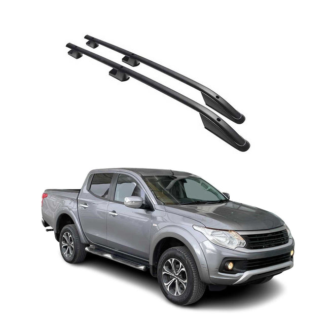 Aluminium Dachreling Querträger für Fiat Fullback 2016-2024 Schwarz 2x