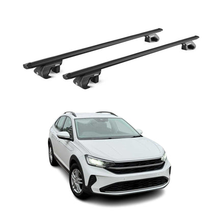 Dachträger Grundtäger für VW Taigo 2021-2026 90kg Aluminium Schwarz 2 tlg ABE