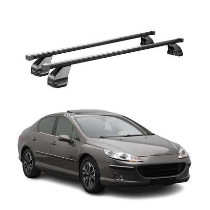 Menabo Stahl Gepäckträger Dachträger für Peugeot 407 2004-2011 Schwarz 2x