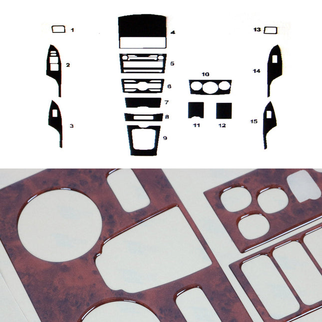 Innenraum Dekor Cockpit für Toyota Corolla 2007-2013 Limo Wurzelholz Optik 15tlg