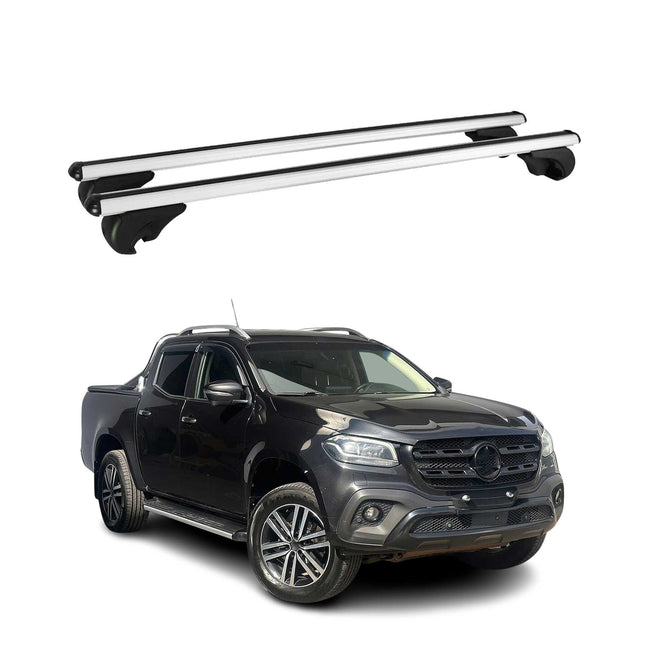 Dachträger Grundtäger für Mercedes X Klasse 470 2017-2020 75kg Alu Silber 2 tlg