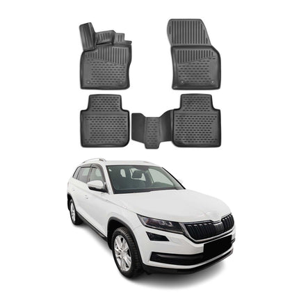 OMAC Gummimatten Fußmatten für Skoda Kodiaq 2016-2024 TPE Automatten Schwarz 4x
