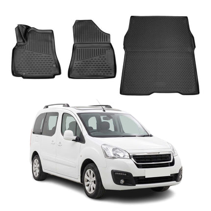 Gummi Fußmatten + Kofferraumwanne Set für Peugeot Partner Tepee 2015-2018 TPE