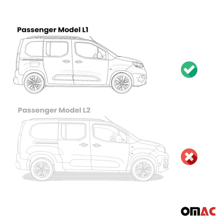 Seitenschweller Trittbretter für Peugeot Rifter 2018-2026 Kombi L1 Schwarz 2 tlg