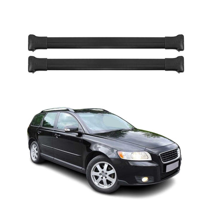 Dachträger Grundtäger für Volvo V50 Kombi 2004-2013 75kg Aluminium Schwarz 2 tlg