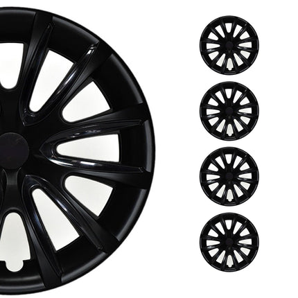 4x Radkappen Radzierblenden Radblenden für 15" Zoll Stahlfelgen Matt Schwarz