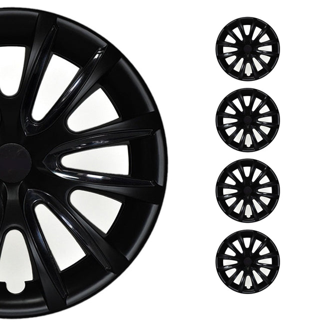 4x Radkappen Radzierblenden Radblenden für 15" Zoll Stahlfelgen Matt Schwarz