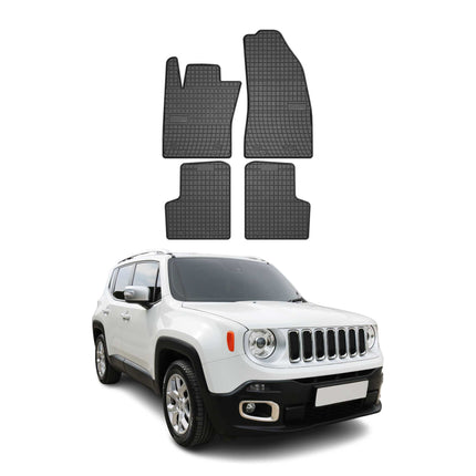 Fußmatten Automatten Gummimatten für Jeep Renegade 2014-2018 Schwarz 4x