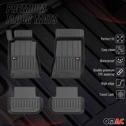 OMAC Gummi Fußmatten für Mercedes CLK C209 A209 2002-2010 Premium TPE Schwarz 4x
